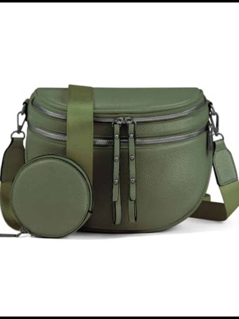 Vegan Leather Crossbody Bum Bag Convertible Wide Strap Saddle